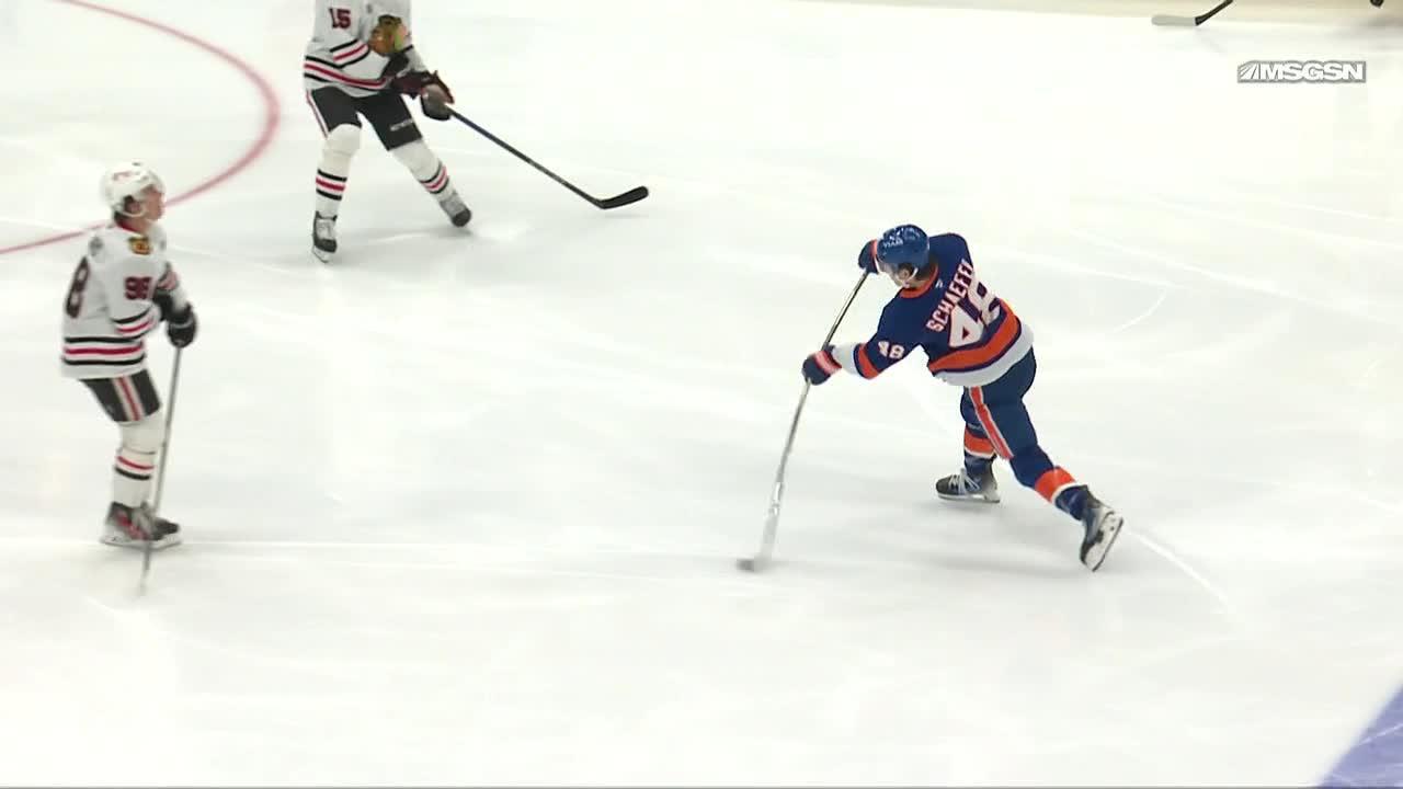 Lardis, Nazar lead Blackhawks past Islanders 4-3, Frondell gets assist in NHL debut