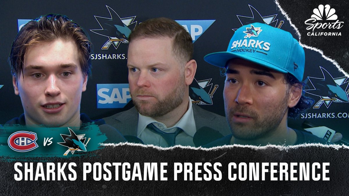 Kiefer Sherwood, Macklin Celebrini and more discuss Sharks' win over Canadiens