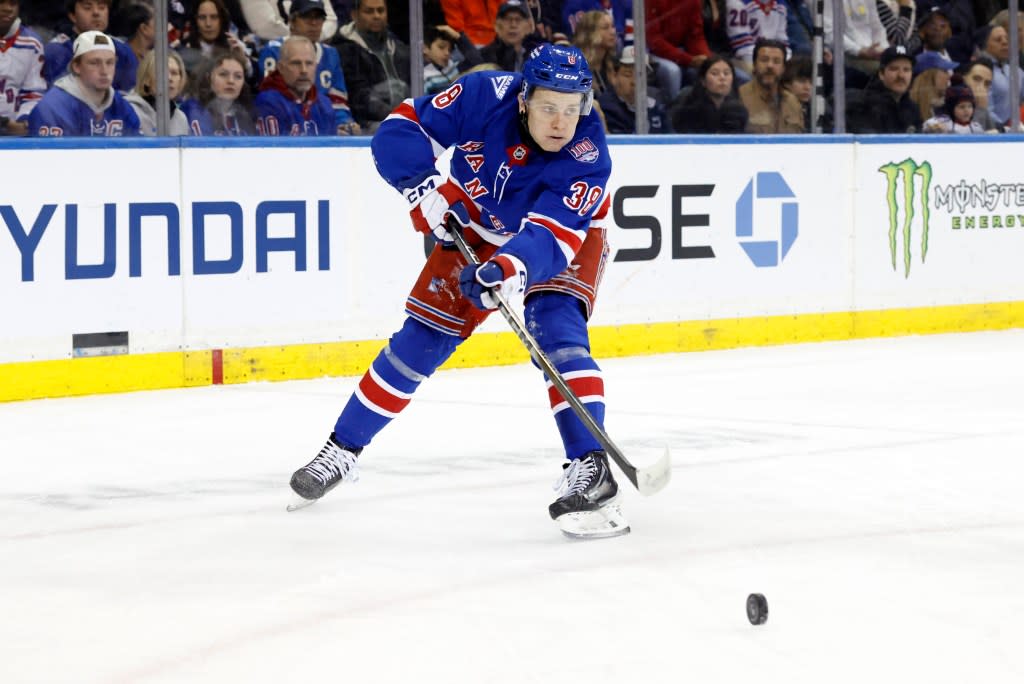 Rangers wing Adam Sykora during the team’s win over the Panthers on March 29, 2026. JASON SZENES FOR THE NEW YORK POST