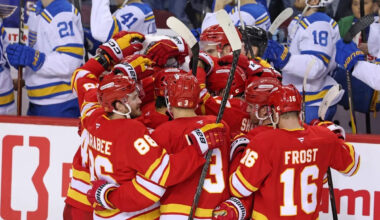 "You just have to laugh" Flames overcome wacky night to beat Blues