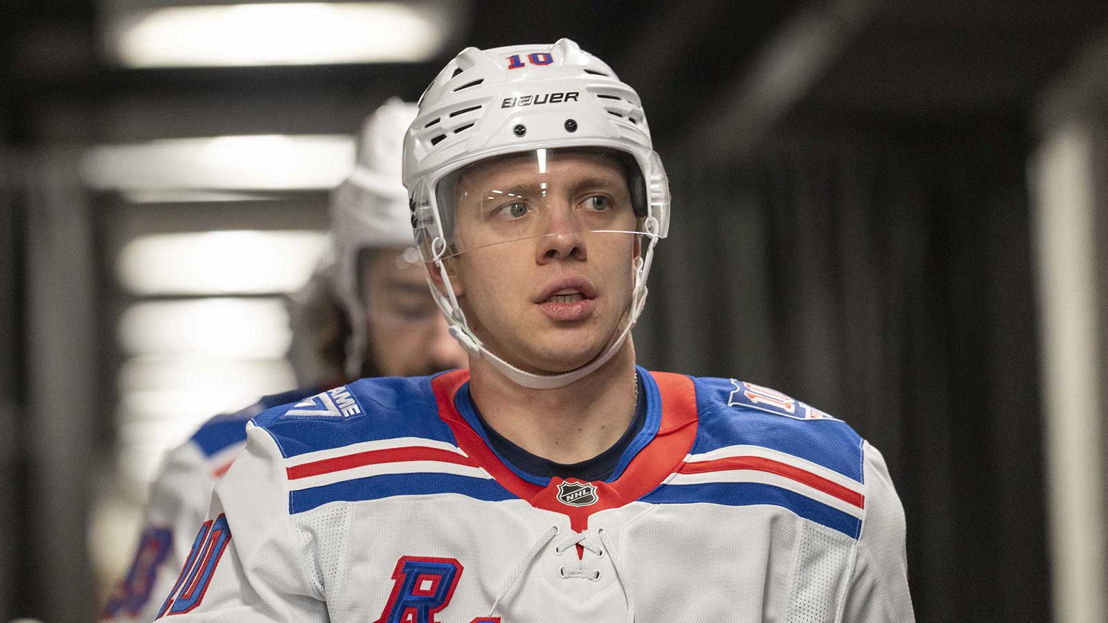 New York Rangers left wing Artemi Panarin (10) before the start of warm ups against the San Jose Sharks at SAP Center at San Jose.