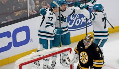 San Jose Sharks, Tyler Toffoli beat the Boston Bruins to continue road trip