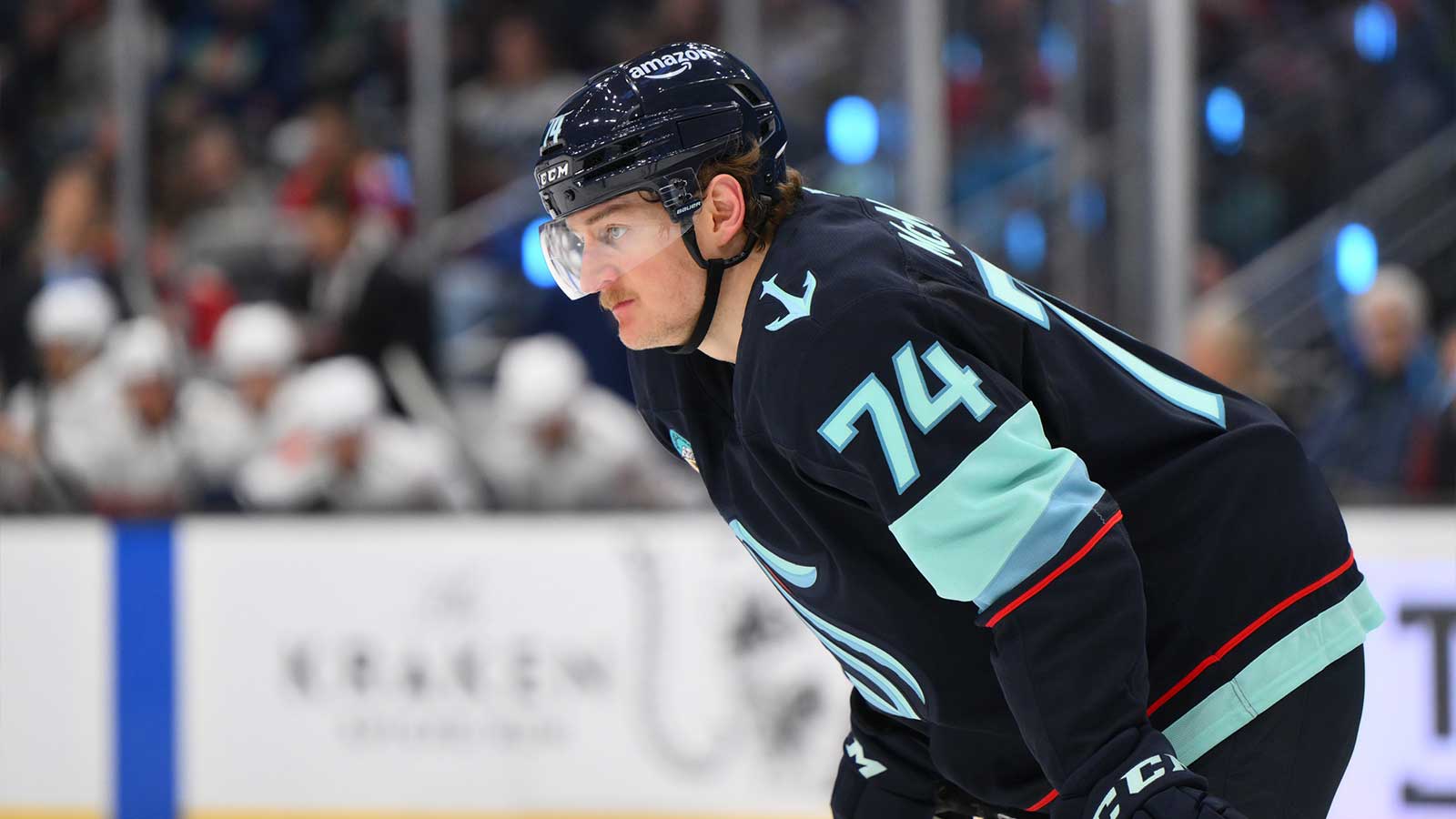 Seattle Kraken center Bobby McMann (74) during the second period against the Florida Panthers at Climate Pledge Arena.