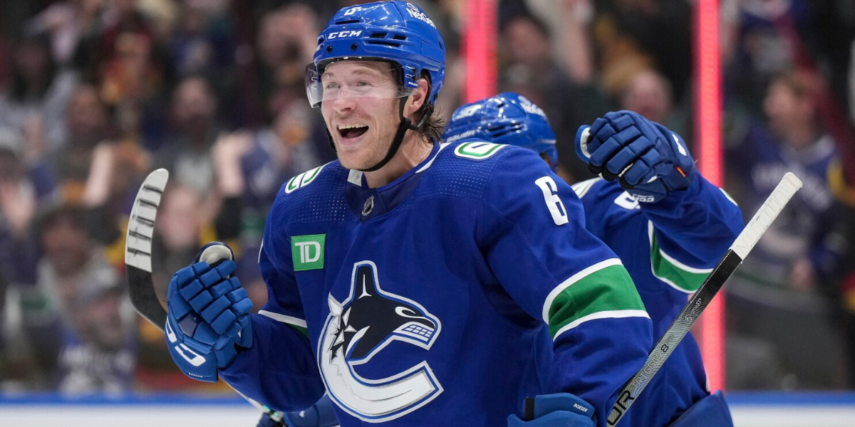 Brock Boeser skating for the Vancouver Canucks