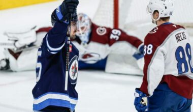Scheifele scores twice on milestone night but Winnipeg Jets fall 3-2 to Avalanche - Winnipeg