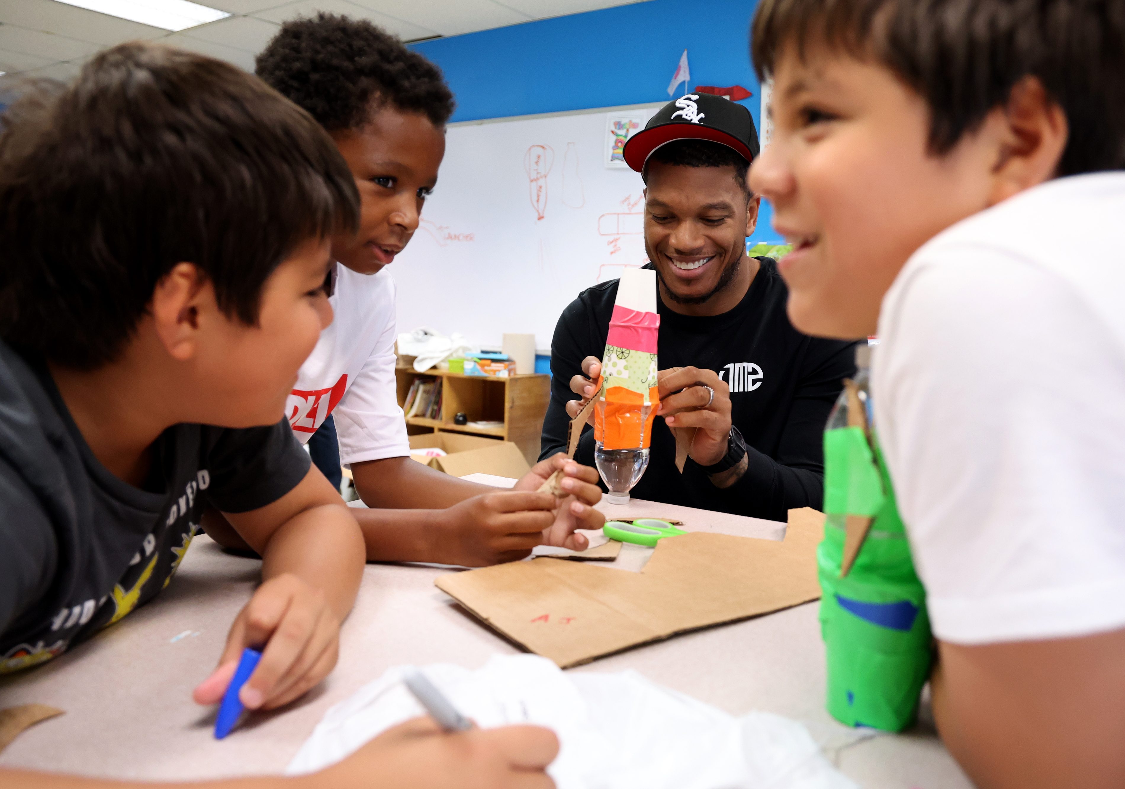 Chicago Bears receiver DJ Moore builds a water propelled rocket...