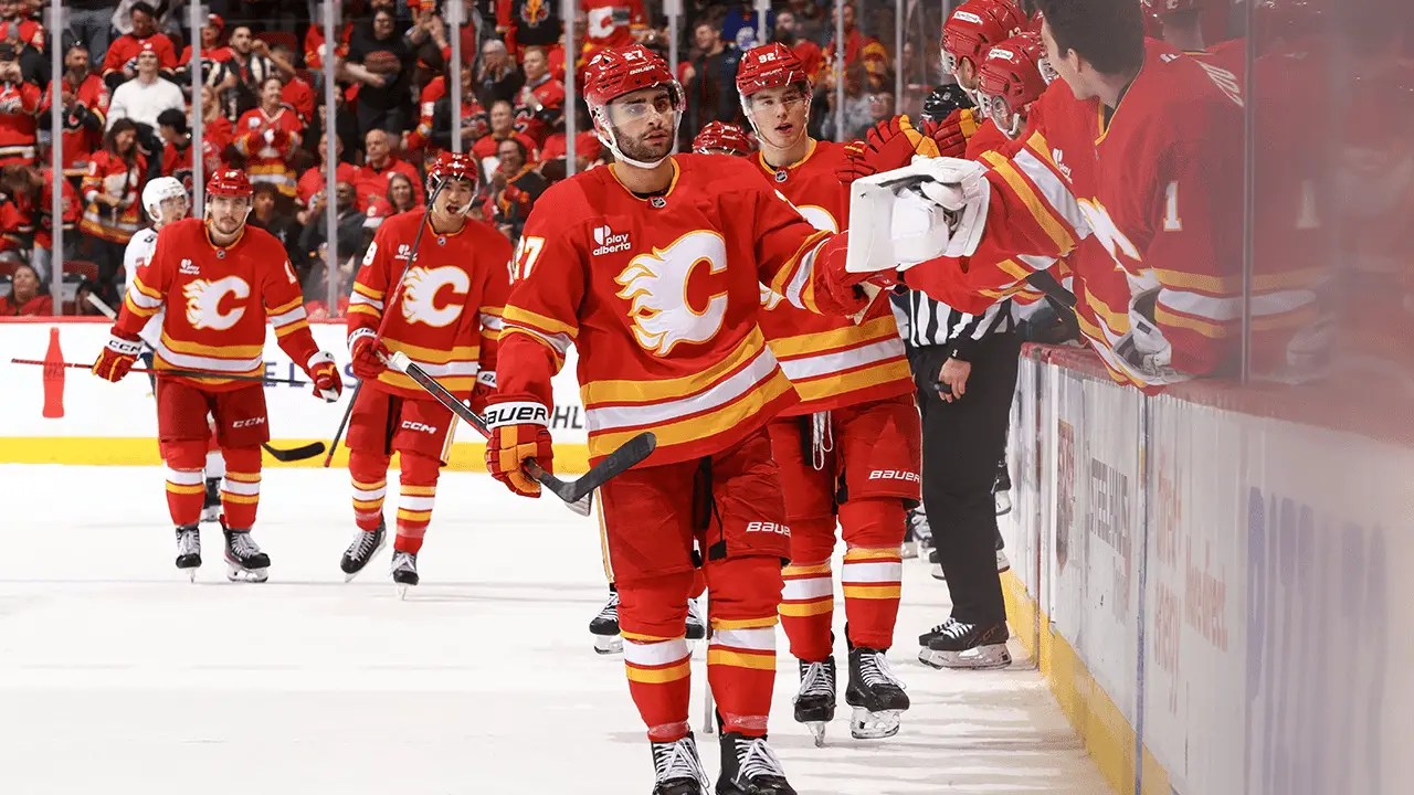 What do the Calgary Flames have in the Matvei Gridin, Morgan Frost and Matt Coronato line?
