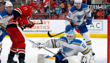 Snuggerud scores 2, Binnington stops 31 shots as Blues beat East-leading Hurricanes 3-1