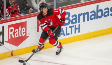 Devils' Dawson Mercer Playing in 400th Game; Approaching Team Iron Man Streak - The Hockey Writers - New Jersey Devils
