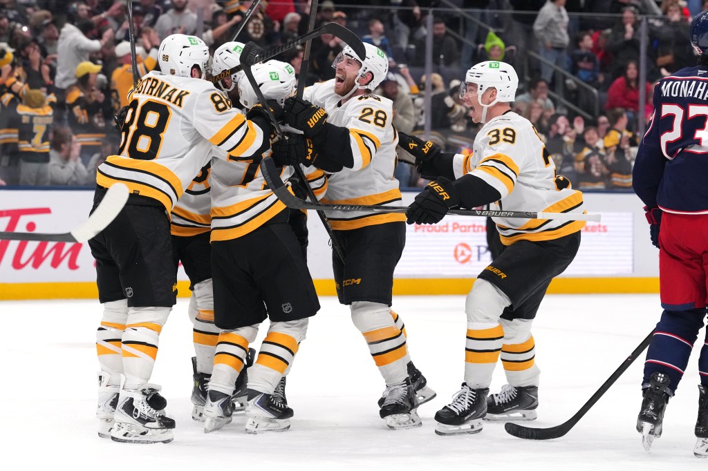 Bruins storm back with wild third period to beat Blue Jackets in shootout