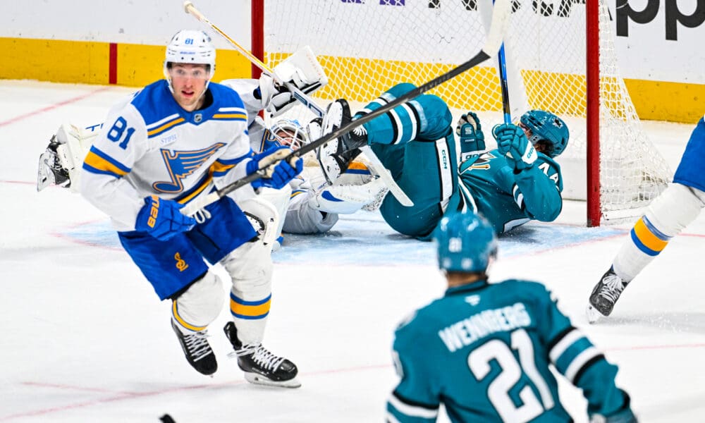 Sharks Give Away Point to Reeling Blues, Lose 3-2 in OT