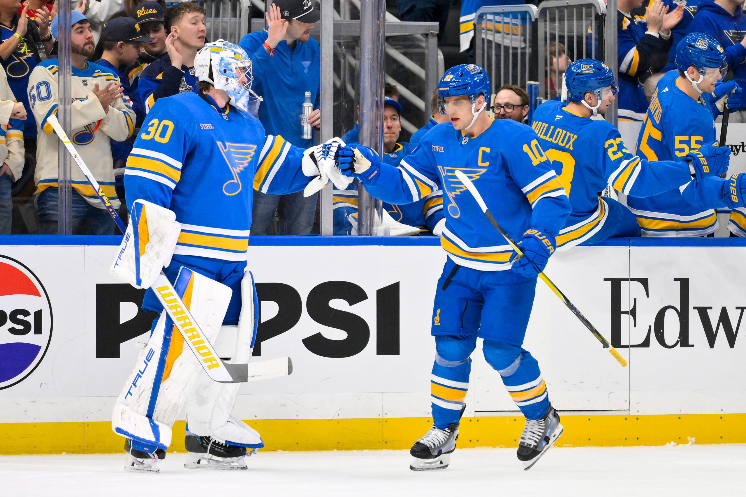 Joel Hofer Brayden Schenn St. Louis Blues