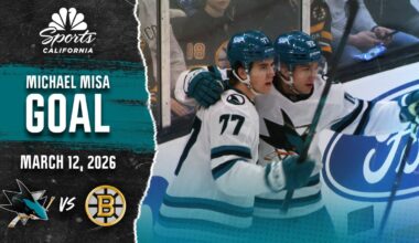 Michael Misa scores goal to give Sharks early lead vs. Bruins – NBC Sports Bay Area & California