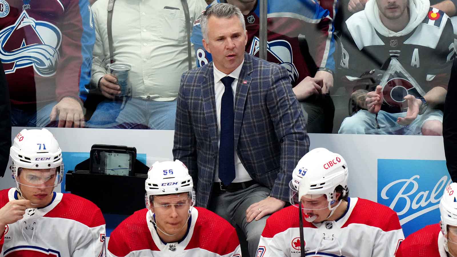 Montreal Canadiens head coach Martin St. Louis during the first period against the Colorado Avalanche at Ball Arena. 