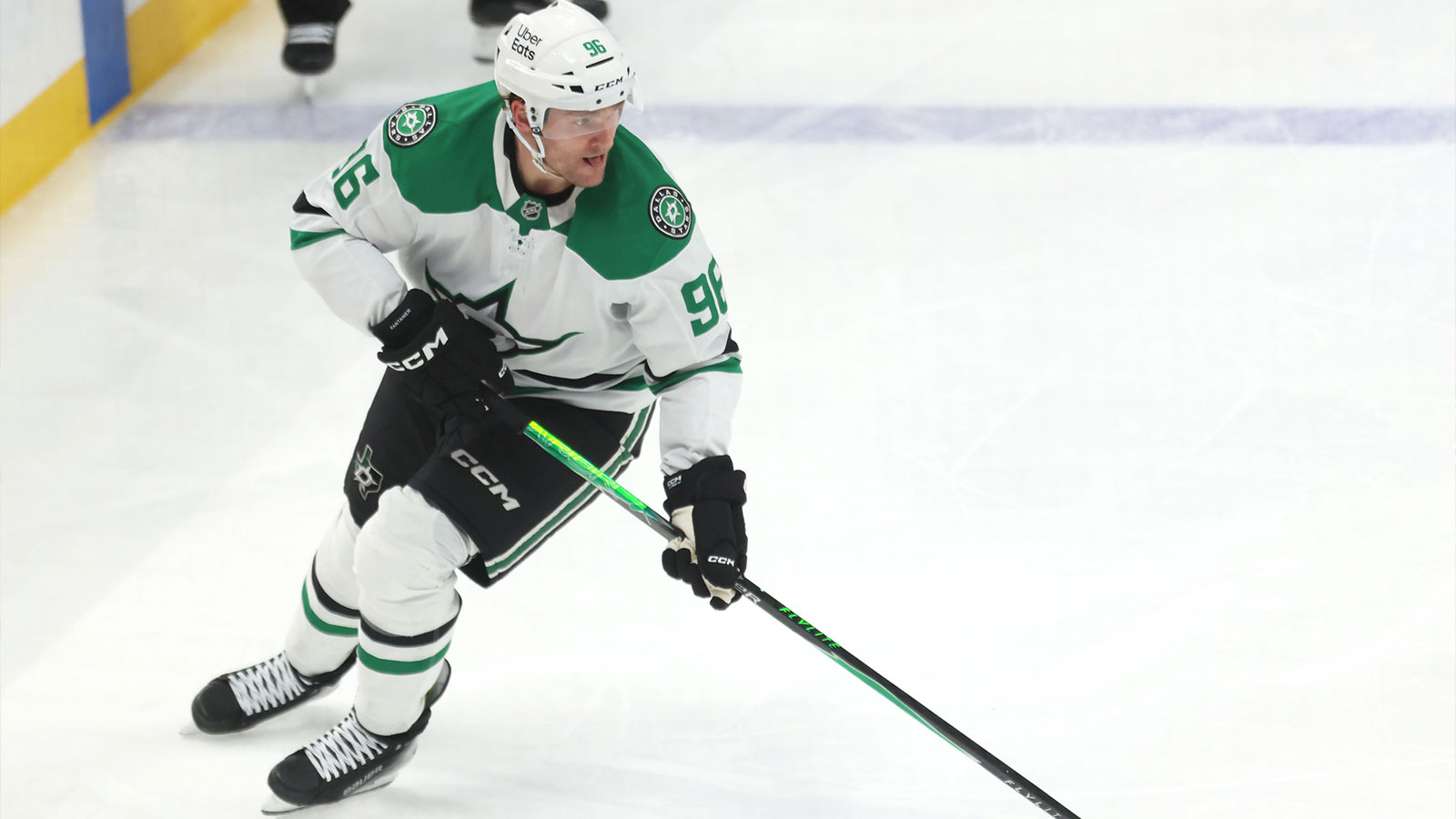 Dallas Stars right wing Mikko Rantanen (96) skates with the puck against the Pittsburgh Penguins during the third period at PPG Paints Arena.