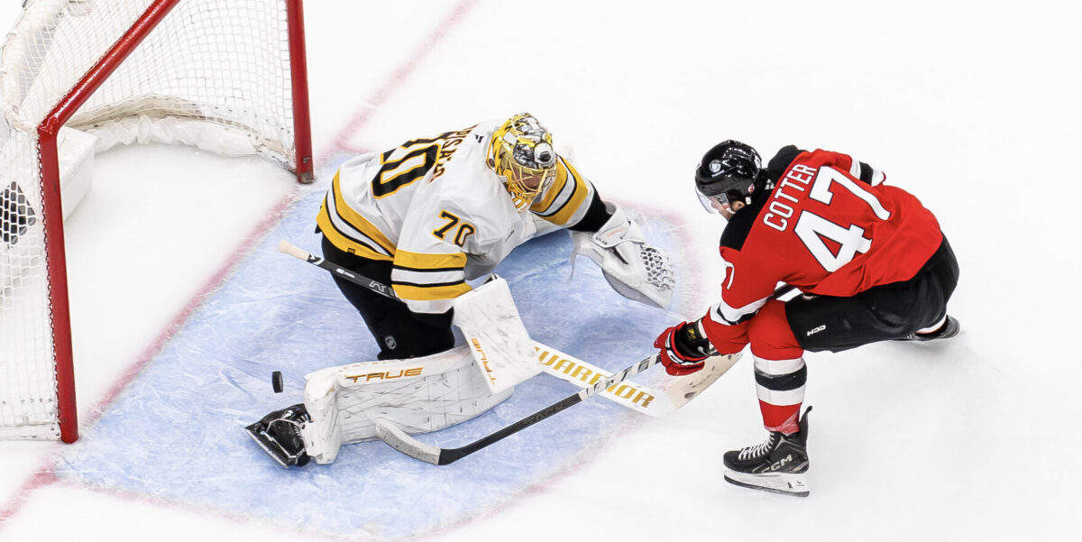 Paul Cotter New Jersey Devils vs Boston Bruins