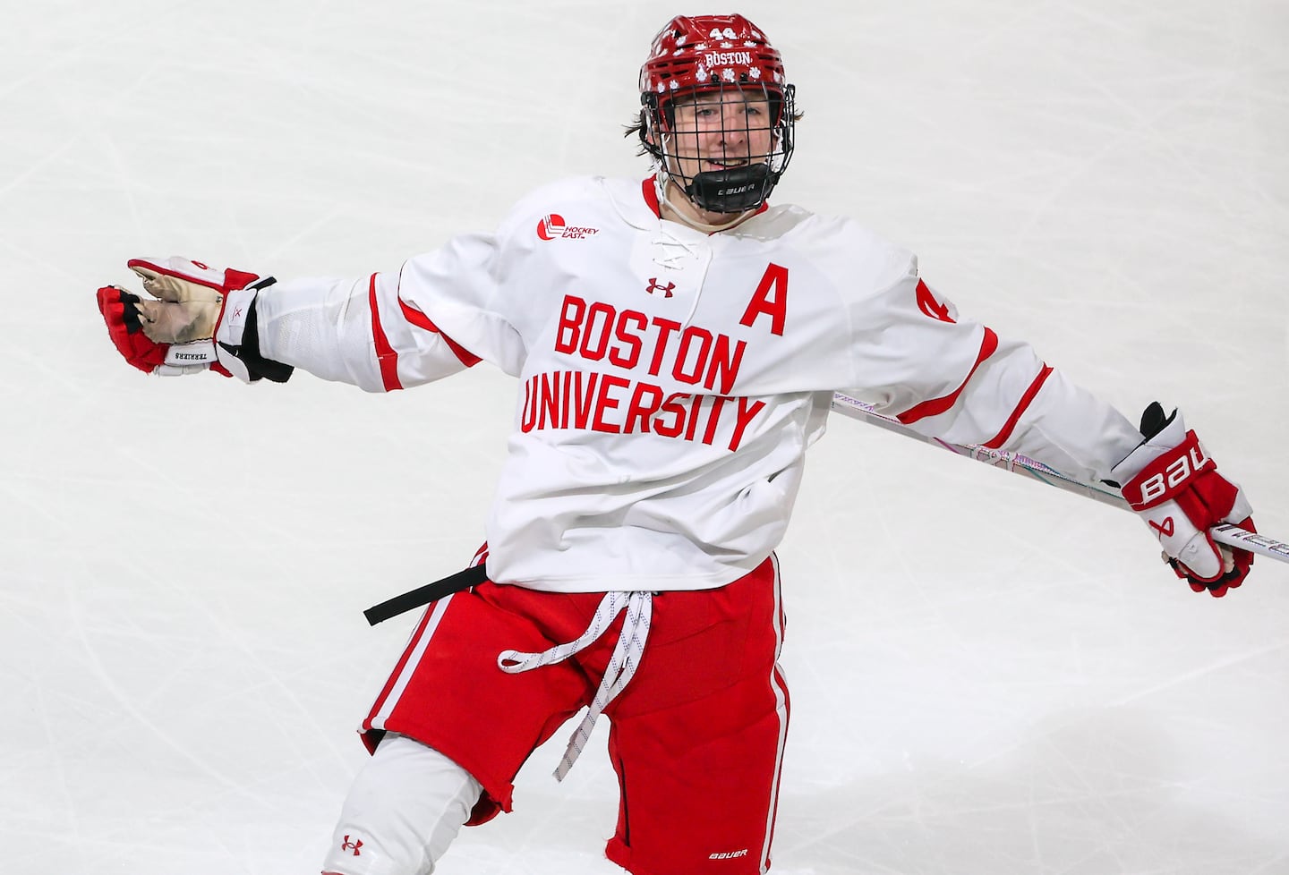 Cole Hutson has traded his red-and-whites from Boston University for the red-white-and-blues of the Capitals.