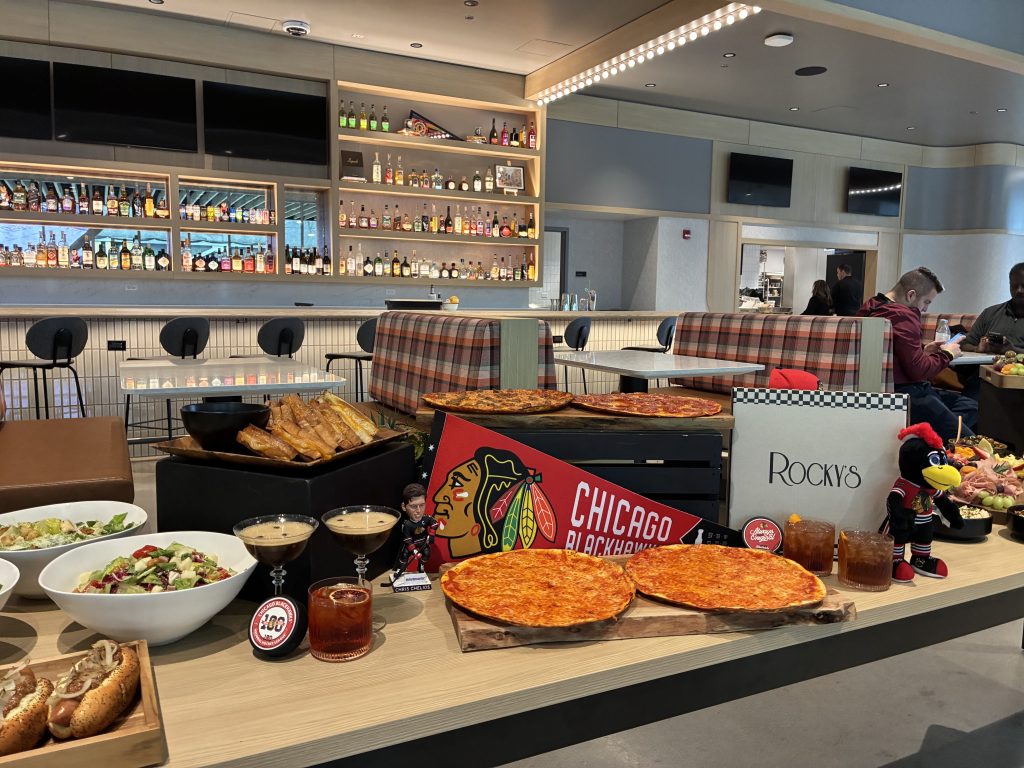 Tavern-style pizza is on the menu at Rocky’s Table & Tap on the upper level of the Blackhawks Ice Center, 1801 W. Jackson Blvd.