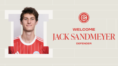 Chicago Fire II's Jack Sandmeyer's signing graphic