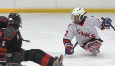 Sled hockey player at Paralympics