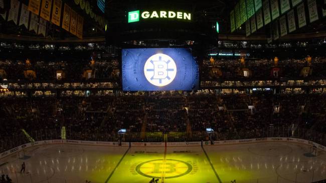 Jumbotron at TD Garden during Boston Bruins game