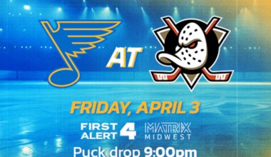 Watch these Blues games live on First Alert 4 and Matrix Midwest