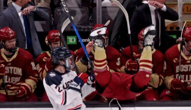 UConn ousts BC , 4-3, in overtime in Hockey East semifinal
