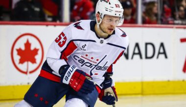 Capitals’ Ethen Frank leaves game against Avalanche with lower-body injury