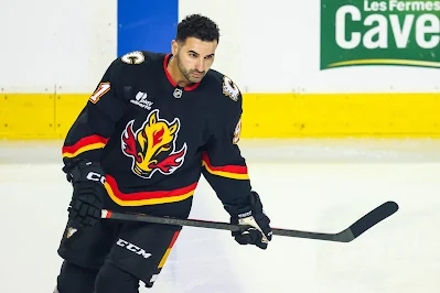 Calgary Flames center Nazem Kadri skates in pregame warmup