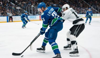 Elias Pettersson (D) leads Canucks in CF% and xGF% in blowout loss to Kings