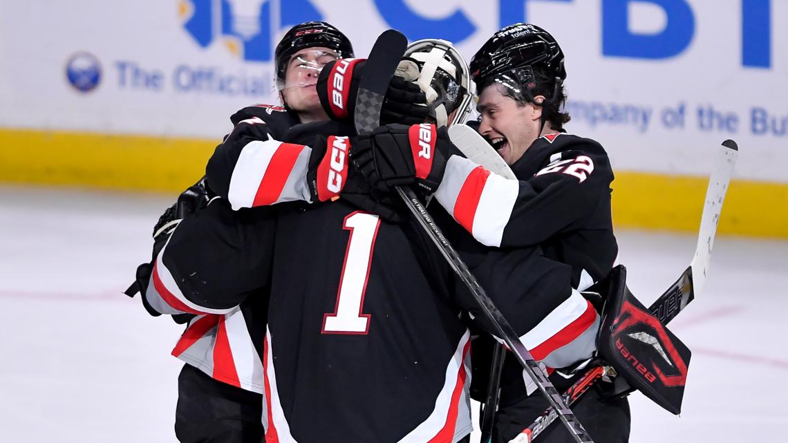 Sabres speak to the media after Saturday's shootout win against Seattle