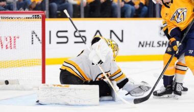 Forsberg's 3-point game, Wood's 2 goals lead Predators past Bruins 6-3