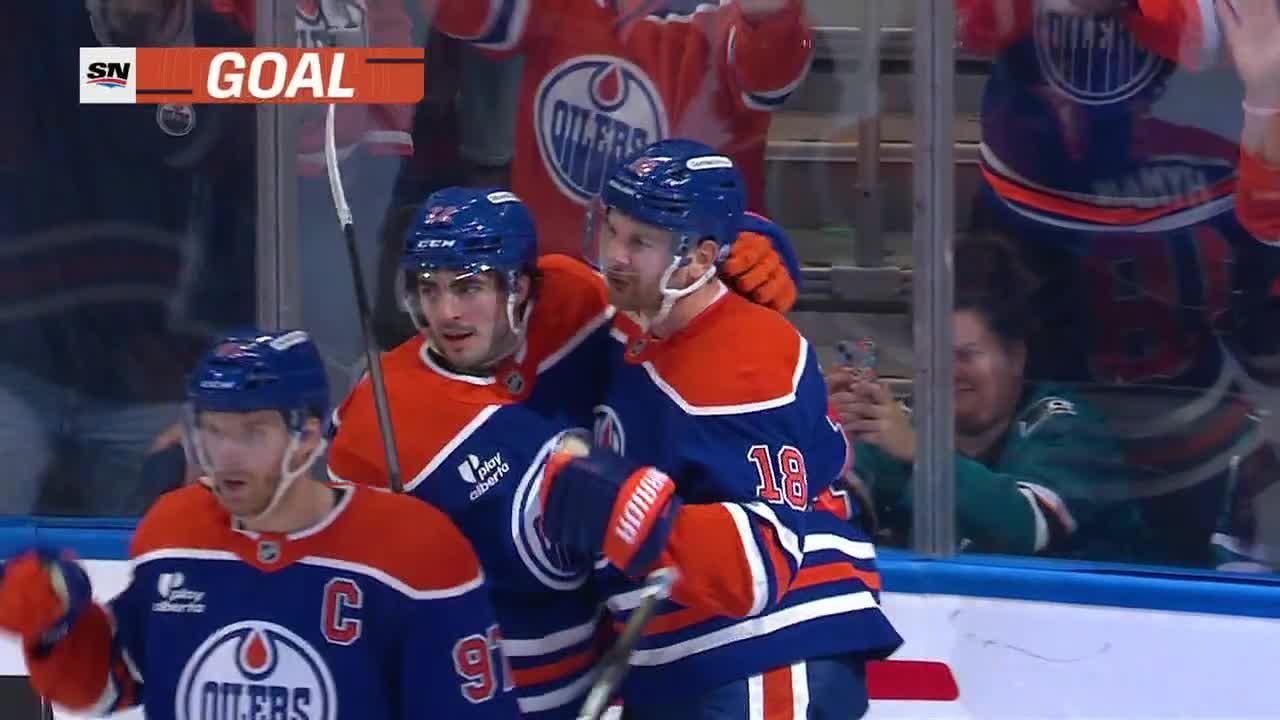 Oilers rally past the Sharks 5-3 without Leon Draisaitl