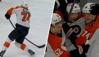 Tippett scores his second goal of the night, extends Flyers lead over Red Wings