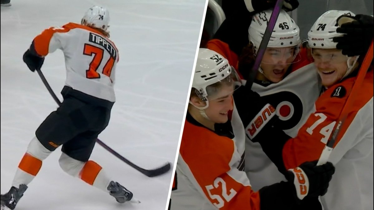 Tippett scores his second goal of the night, extends Flyers lead over Red Wings