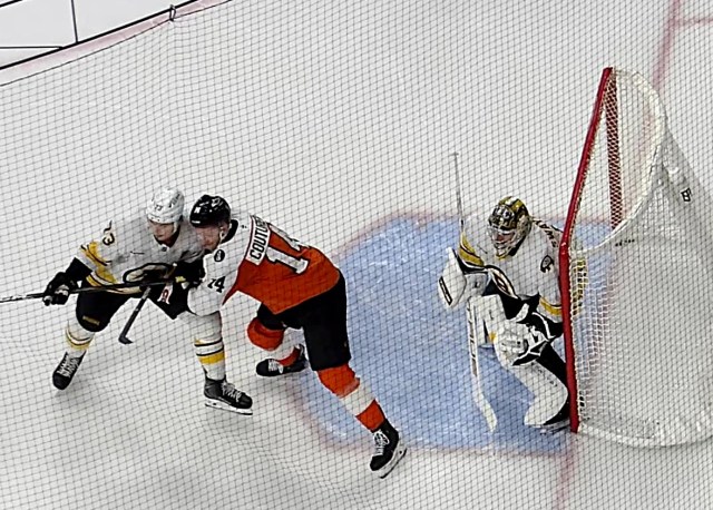 Flyers captain Sean Couturier vs the Boston Bruins
