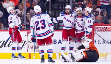 Rangers rout Flyers in rare all-around effort as new line shines