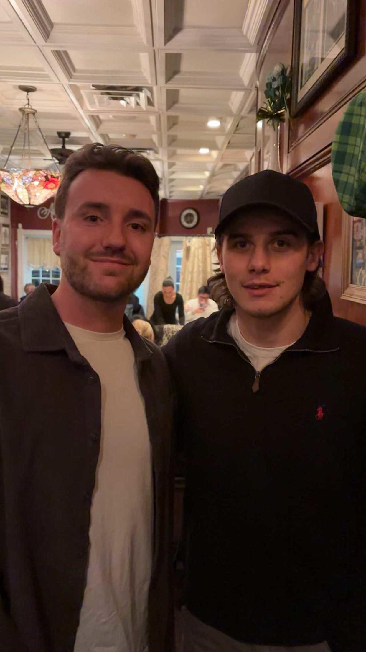 Hunter Good with Jack Hughes at Augustinos in Hoboken.