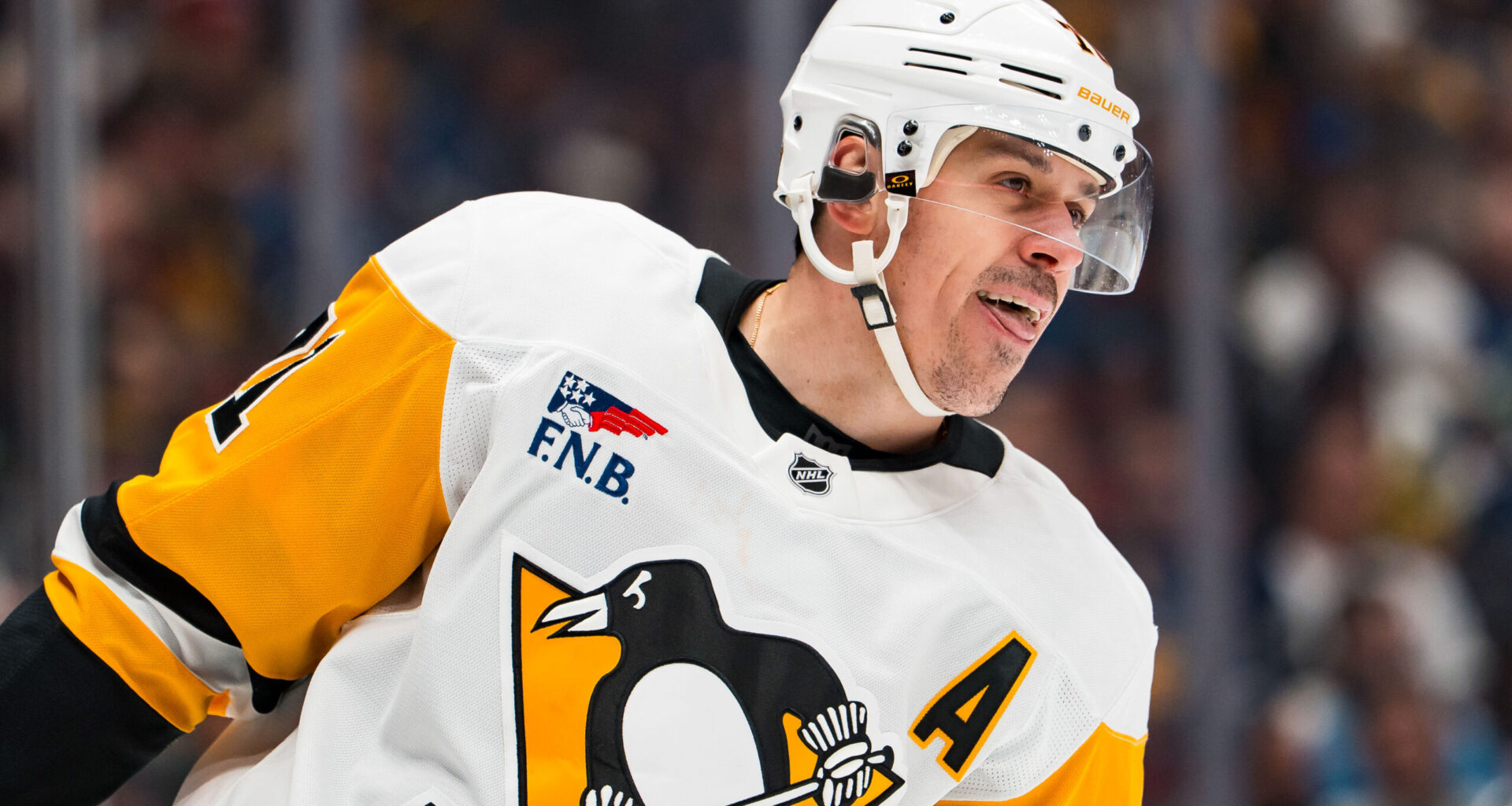 Pittsburgh Penguins forward Evgeni Malkin (71) during a stop in play at Rogers Arena.