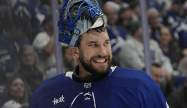 Toronto Maple Leafs goaltender Anthony Stolarz (41) at Scotiabank Arena.