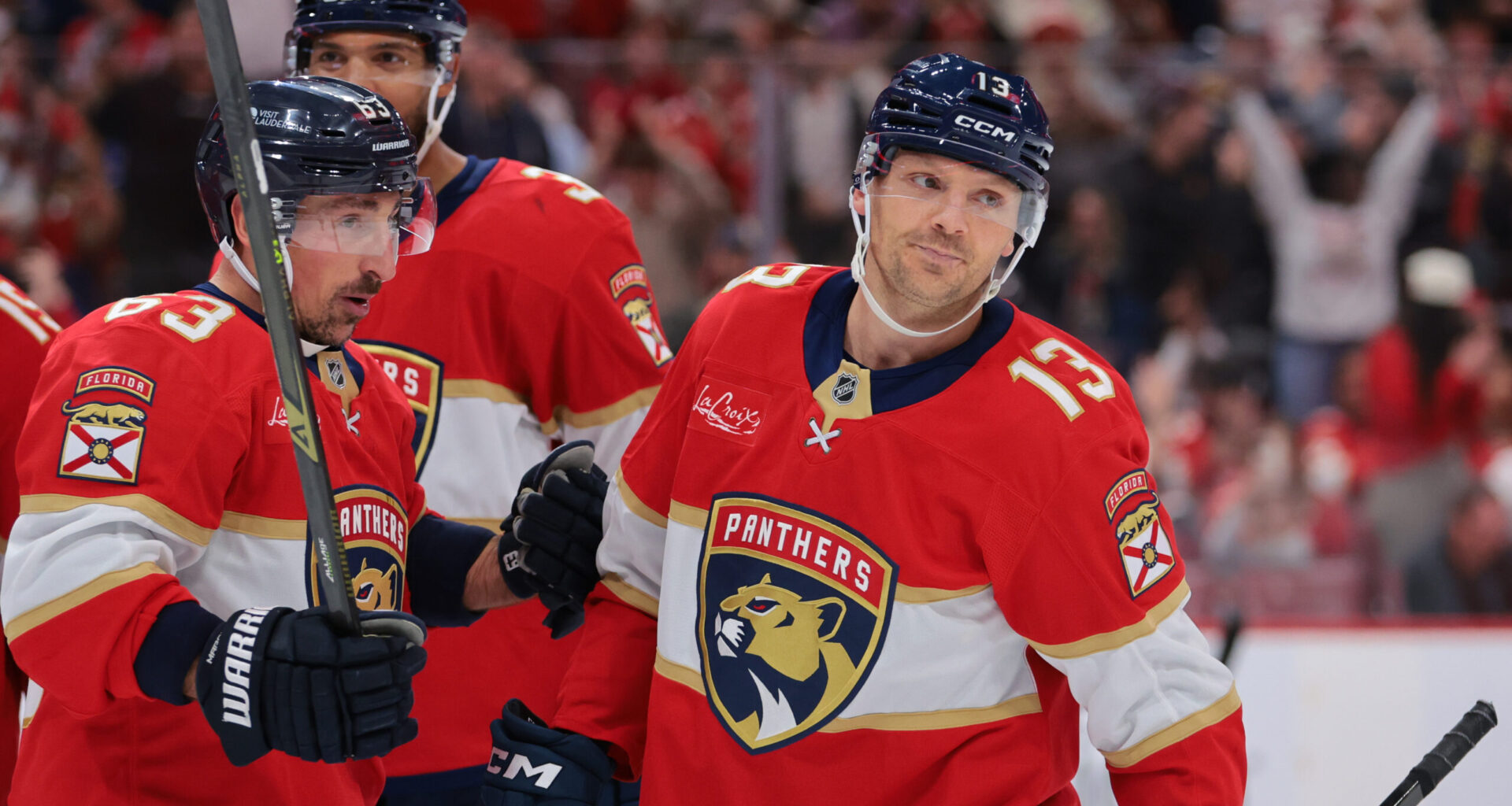Florida Panthers center Sam Reinhart (13) celebrates