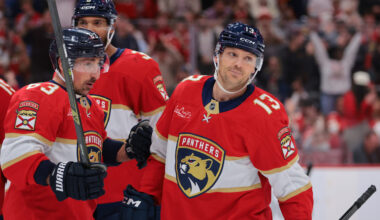 Florida Panthers center Sam Reinhart (13) celebrates