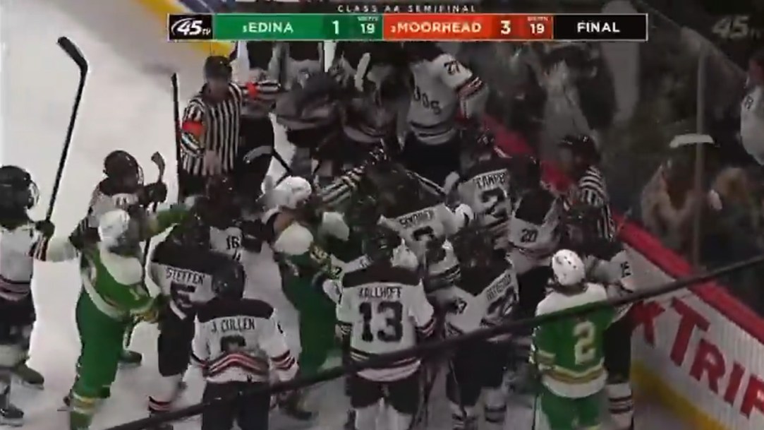 Edina Moorhead Hockey Brawl Sportsmanship Minnesota Tournament Fight
