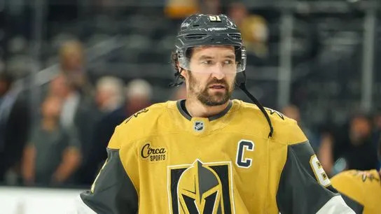 Vegas Golden Knights F Mark Stone (61) seen during pregame warmups against the Pittsburgh Penguins after being activated from Injured Reserve on Thursday, March 12, 2026, in Las Vegas, Nevada. 
