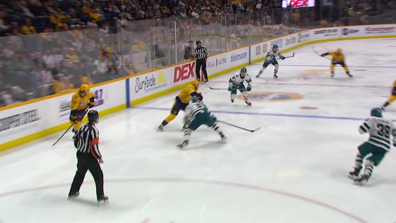 Forsberg has a goal and 2 assists to lead surging Predators over slumping Sharks 6-3