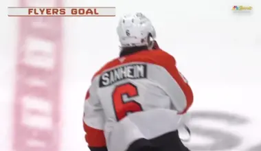 Travis Sanheim with a Goal vs. San Jose Sharks