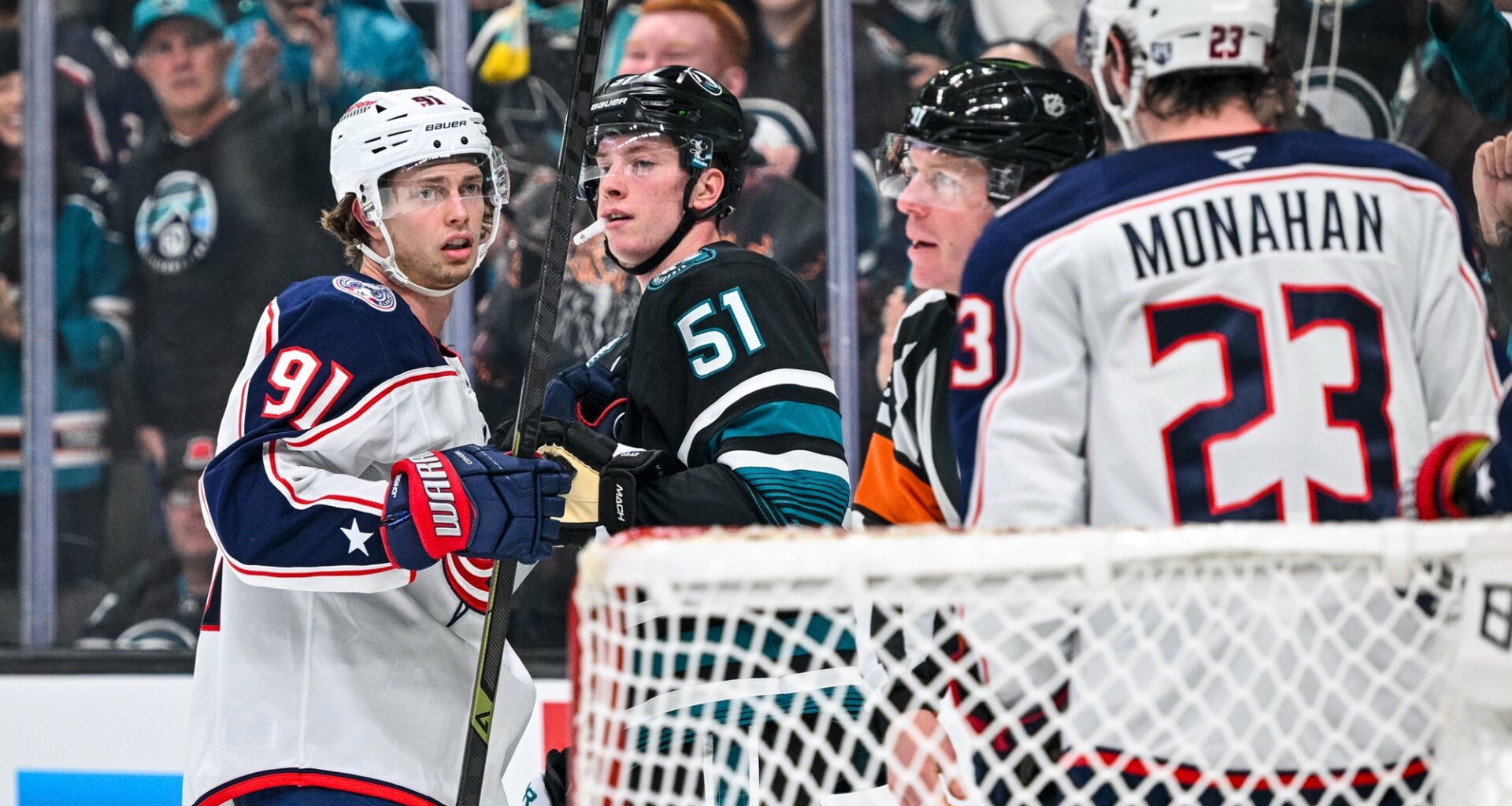 Celebrini Gets Going, Chernyshov Scores Twice; Sharks Beat Jackets