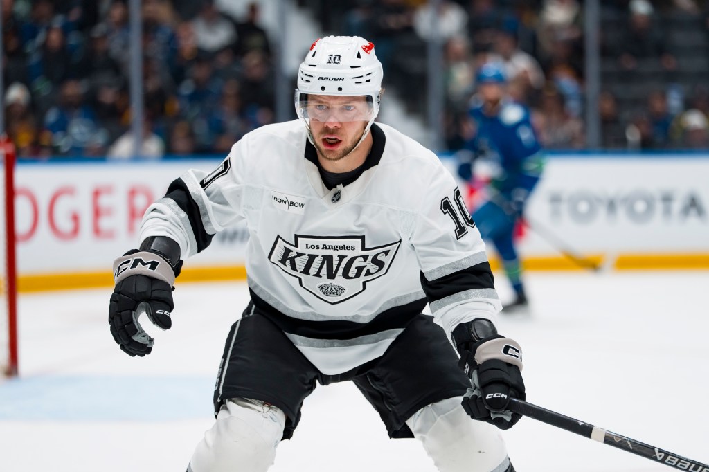 Los Angeles Kings forward Artemi Panarin (10) skates against the Vancouver Canucks.