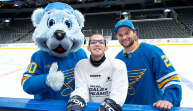 NHLPA Goals & Dreams, Walker donate equipment to Blues Special Hockey