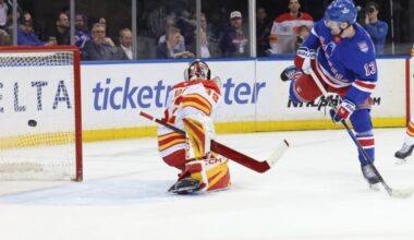 Alexis Lafreniere scores hat trick in Rangers' win over Flames